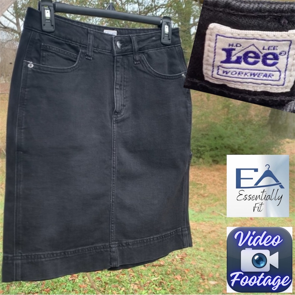 Lee Heritage Workwear Black Denim Midi Skirt